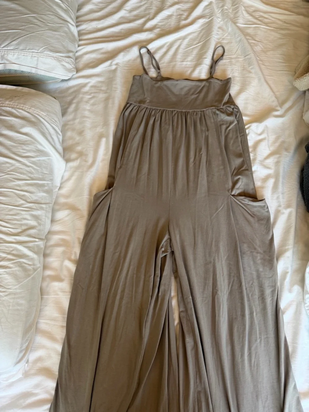 FP Movement by Free People Taupe Wide-Leg Spaghetti-Strap Jumpsuit - Picture 2 of 9